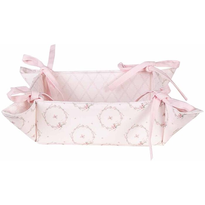 Clayre & Eef FEB47-1 Bread Basket Floral Pattern Pink 35x35x8cm