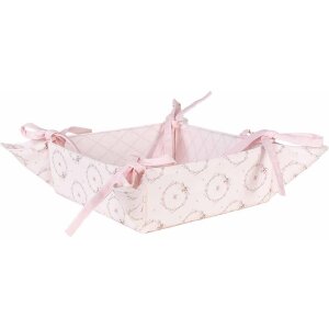 Clayre & Eef FEB47-1 Bread Basket Floral Pattern Pink 35x35x8cm