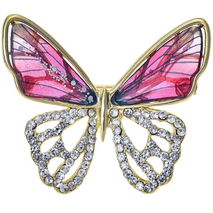 Juleeze JZPI0089 Brooch butterfly pink