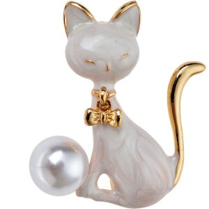 Juleeze JZPI0094 Brooch Cat White