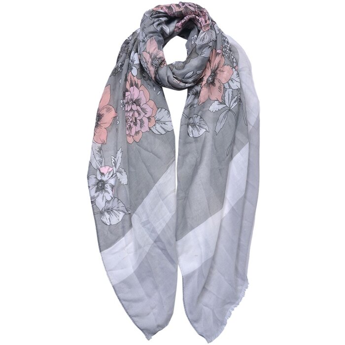 Juleeze JZSC0684G Scarf Ladies Pattern Grey 85x180 cm