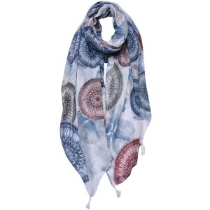 Juleeze JZSC0691BL Scarf Ladies Pattern Blue 90x180 cm