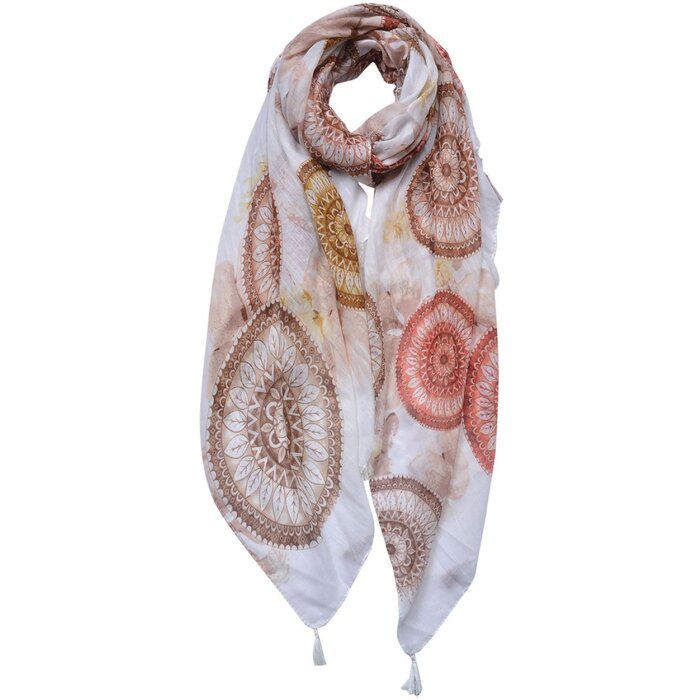 Juleeze JZSC0691CH Scarf Ladies Pattern Brown 90x180 cm