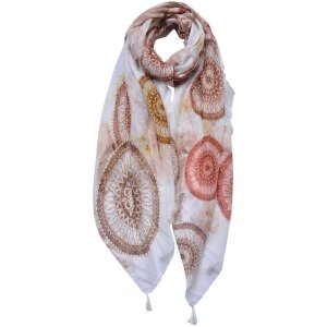 Juleeze JZSC0691CH Scarf Ladies Pattern Brown 90x180 cm