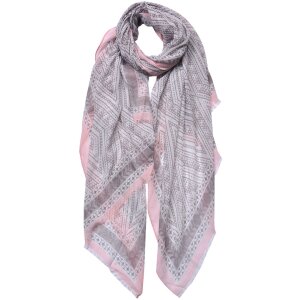 Juleeze JZSC0692G Scarf Ladies Pattern Grey 90x180 cm