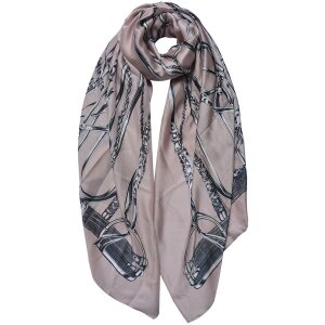 Juleeze JZSC0711KH Scarf Ladies Pattern Khaki 90x180 cm