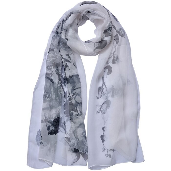 Juleeze JZSC0714W Scarf Ladies Pattern White 50x160 cm