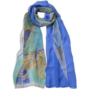 Juleeze JZSC0715BL Scarf Ladies Pattern Blue 50x160 cm