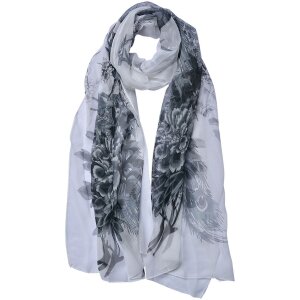 Juleeze JZSC0724W Scarf Ladies Pattern White 50x160 cm