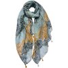 Juleeze JZSC0728 Scarf Ladies Pattern Blue, Yellow 90x180 cm