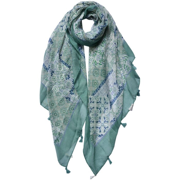 Juleeze JZSC0729 Scarf Ladies Pattern Light Green 90x180 cm