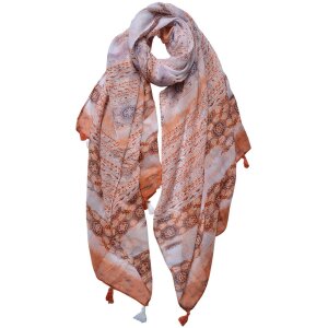 Juleeze JZSC0730 Scarf ladies pattern orange 90x180 cm