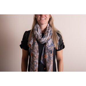 Juleeze JZSC0734 Scarf Ladies Pattern Orange, Blue 90x180 cm