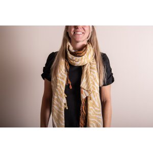 Juleeze JZSC0736 Scarf Ladies Pattern Yellow, Orange 90x180 cm