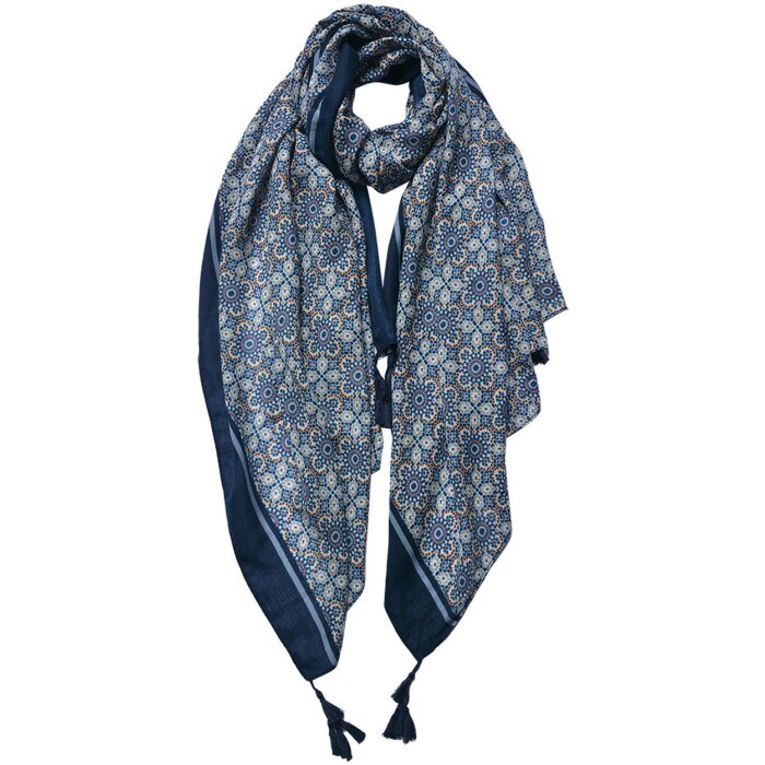 Juleeze JZSC0737BL Scarf Ladies Pattern Blue 90x180 cm