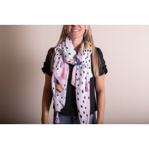 Juleeze JZSC0739 Scarf Ladies Pattern White, Pink, Blue 90x180 cm