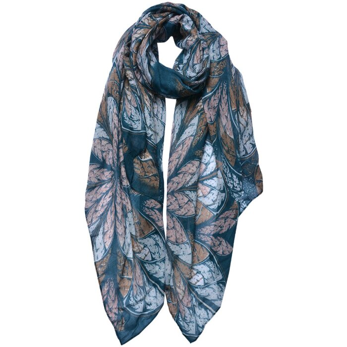 Juleeze JZSC0742 Scarf Ladies Pattern Blue, Beige 90x180 cm