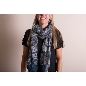 Juleeze JZSC0742 Scarf Ladies Pattern Blue, Beige 90x180 cm