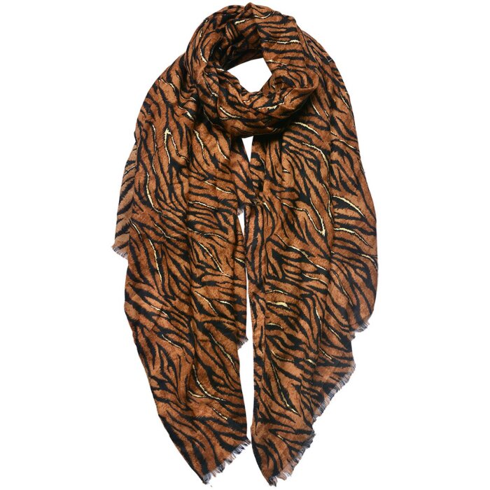 Juleeze JZSC0745CH Scarf Ladies Pattern Brown, Black 90x180 cm