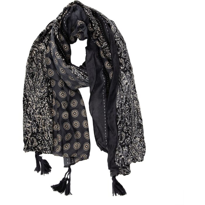 Juleeze JZSC0746Z Scarf Ladies Pattern Black 90x180 cm