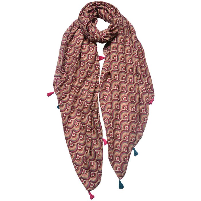 Juleeze JZSC0748CH Scarf Ladies Pattern Brown 90x180 cm