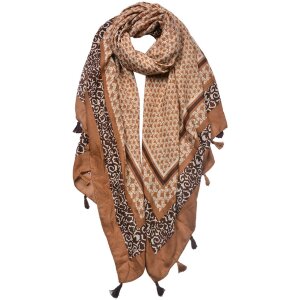 Juleeze JZSC0749CH Scarf Ladies Pattern Brown 90x180 cm