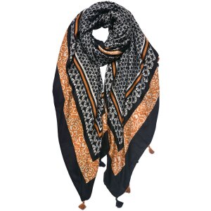 Juleeze JZSC0749Z Scarf Ladies Pattern Black 90x180 cm