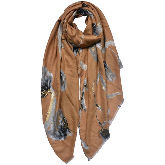 Juleeze JZSC0750CH Scarf Ladies Pattern Brown 90x180 cm