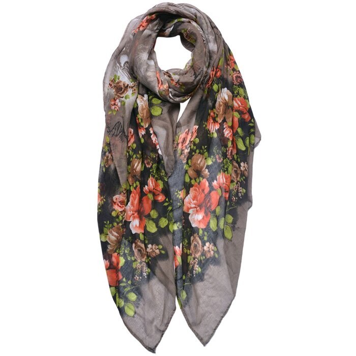 Juleeze JZSC0752G Scarf Ladies Pattern Grey 90x180 cm