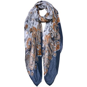 Juleeze JZSC0754BL Scarf Ladies Pattern Blue 90x180 cm