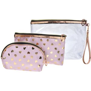 Juleeze JZSET0001P Cosmetic bag pink (set of 3) 23x17 - 20x13 - 18x12 cm