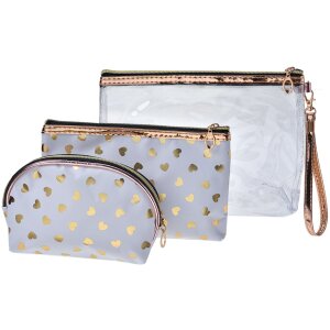 Juleeze JZSET0001W Cosmetic bag white (set of 3) 23x17 -...