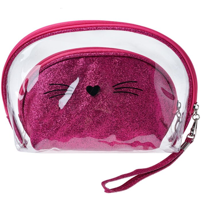 Juleeze JZSET0002F Cosmetic bag pink (set of 2) 24x15 - 19x12 cm