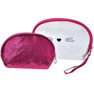 Juleeze JZSET0002F Cosmetic bag pink (set of 2) 24x15 - 19x12 cm