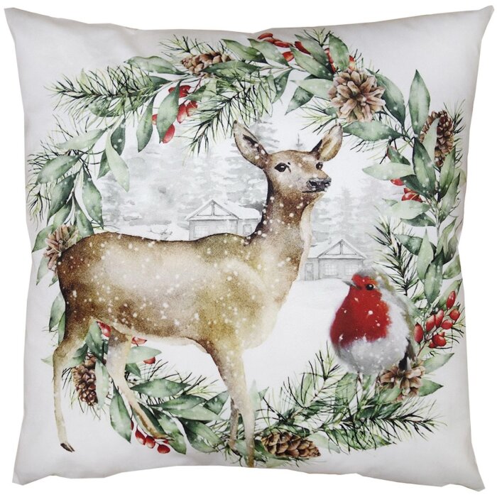 Clayre & Eef KT021.325 Cushion Cover Green White 45x45 cm