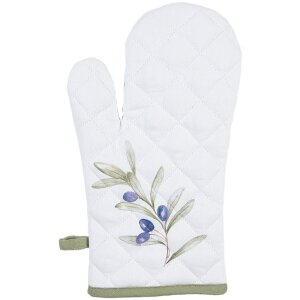 Clayre & Eef OLF44 Oven Mitt Beige Green 18x30 cm