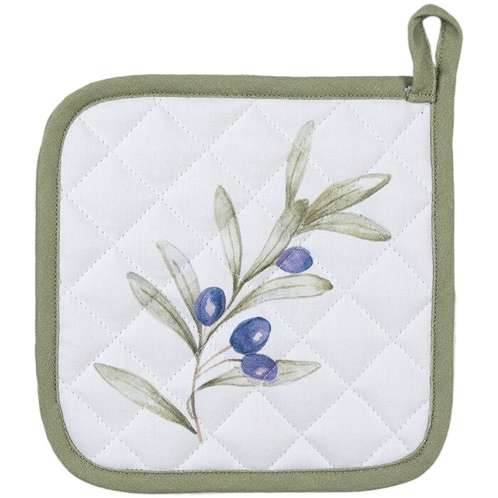 Clayre & Eef OLF45 Potholder Beige Green 20x20 cm