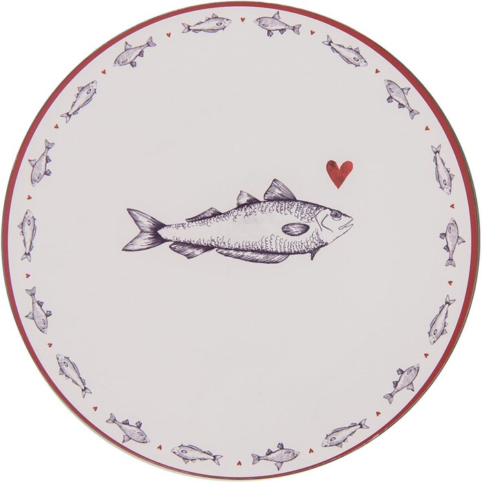 Clayre & Eef SSF85 saucer white fish Ø 33x1 cm