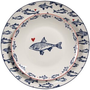 Clayre & Eef SSFFP Large Plate White Blue Ø...