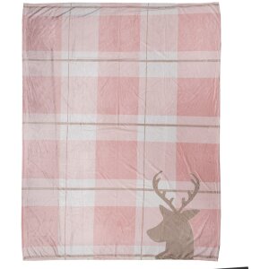 Clayre & Eef SWC60-1 Plaid Pink White 130x170 cm