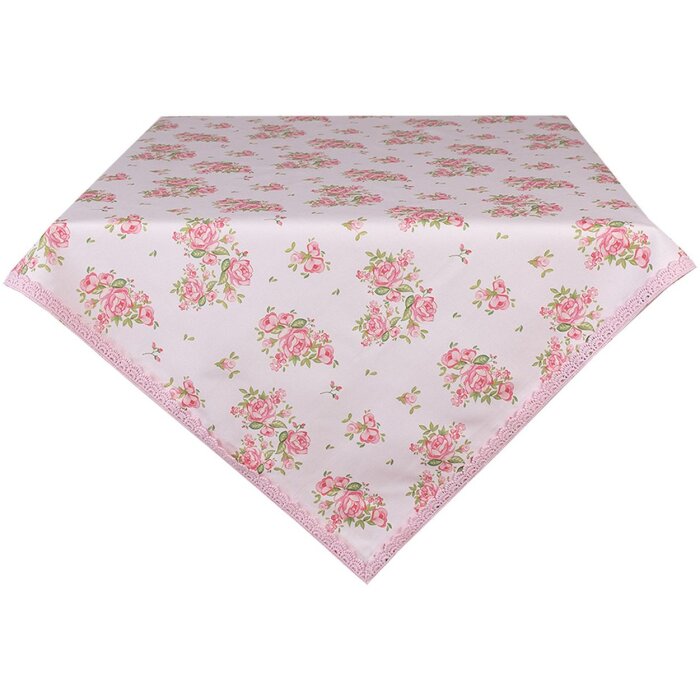 Clayre & Eef SWR01 Tablecloth Square Pink 100x100 cm