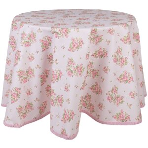 Clayre & Eef SWR07 Tablecloth Round Pink Ø 170 cm