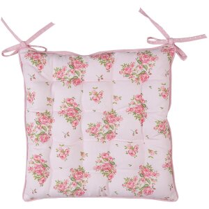 Clayre & Eef chair cushion rose print pink 40x40x4 cm...