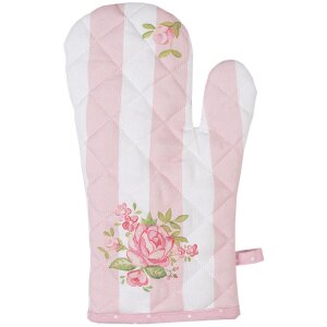 Clayre & Eef SWR44 Oven mitts Pink 18x30 cm with rose...