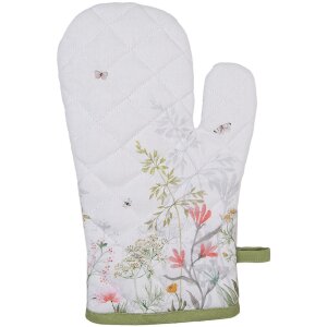 Clayre & Eef WFF44 Oven Mitt White Green 18x30 cm