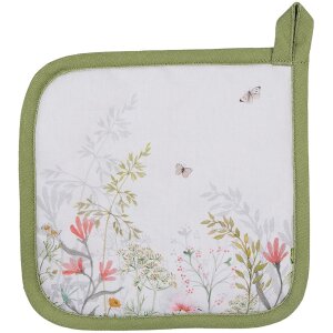 Clayre & Eef WFF45 Potholder White Green 20x20 cm