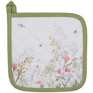 Clayre & Eef WFF45 Potholder White Green 20x20 cm