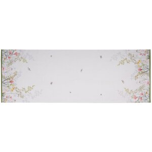 Clayre & Eef WFF64 Table Runner White Green 50x140 cm