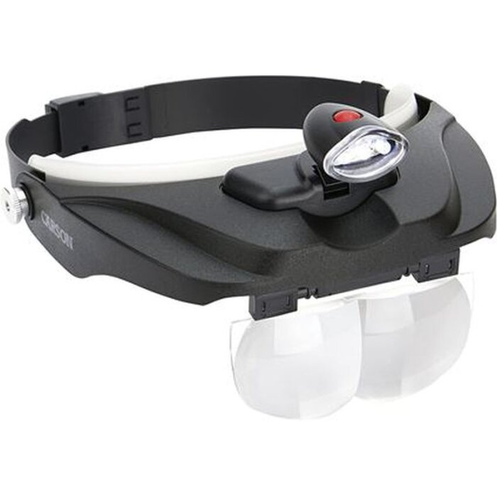 Carson MagniVisor Deluxe PRO Series LED Head Loupe with 4 Lenses - Black