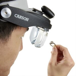 Carson MagniVisor Deluxe PRO Series LED Head Loupe with 4 Lenses - Black